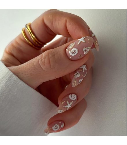 NA012 - Simple Sea Shell Glam Nails